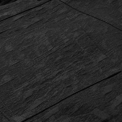 Chemise noire homme à manches longues élastique et jacquard style punk