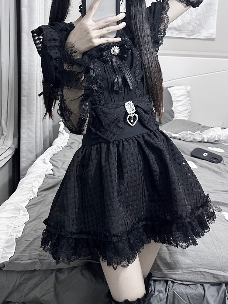 Jirai Kei Kurzarmbluse mit kostenlosem Choker