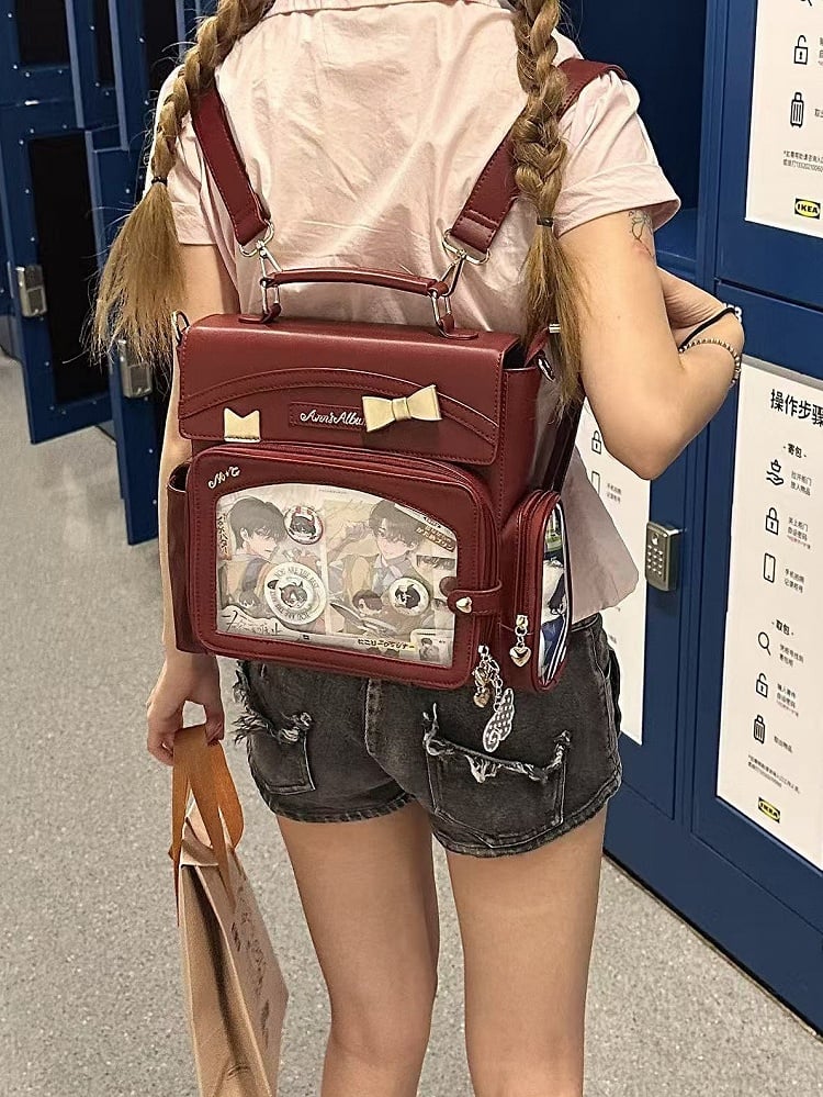 Ita und Fenster mit Dekoration Schleife rot Tasche transparent 2-Wege-Wein