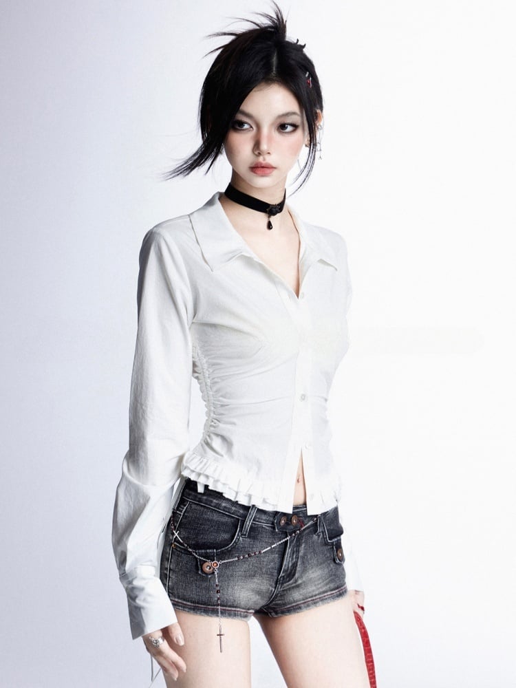 Eng geschnittene schwarze Glamorous-Jeansshorts mit niedriger Taille