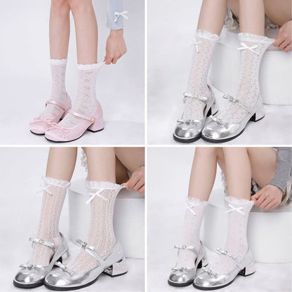 Style Lolita Lace Socks (4 Styles) Bow Ruffled White