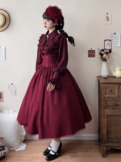 Hoch reversibler Lolita-Gürtel mit Knochen, eleganter Rock, Korsett-Taille