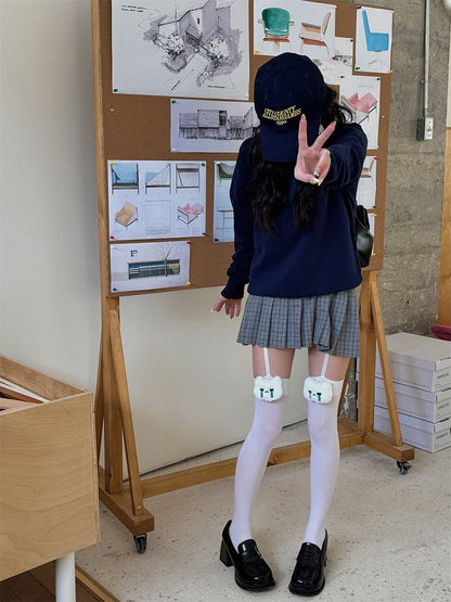 Decoration Kitty/Dog Suspender Tights Black/White