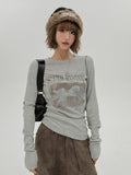 Vintage Retro Printed Long Sleeve Knit Tee in Size S Clearance - Girlyhalo