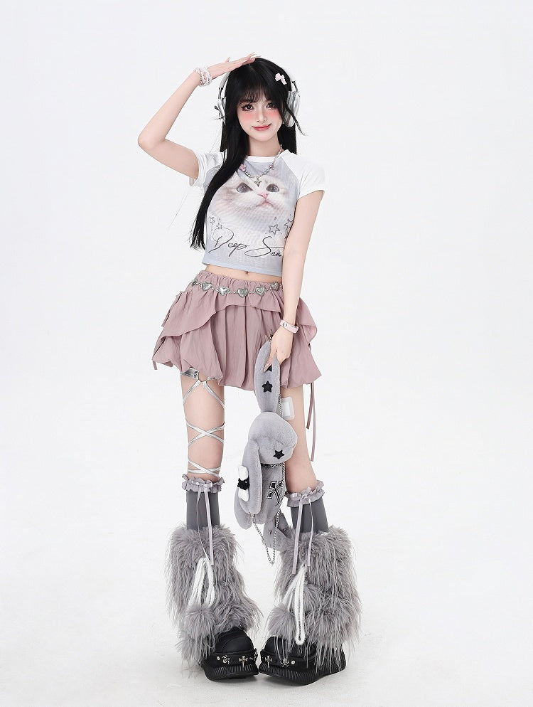 Three Pink Ways Top/Bubble Dusty Skirt Wear