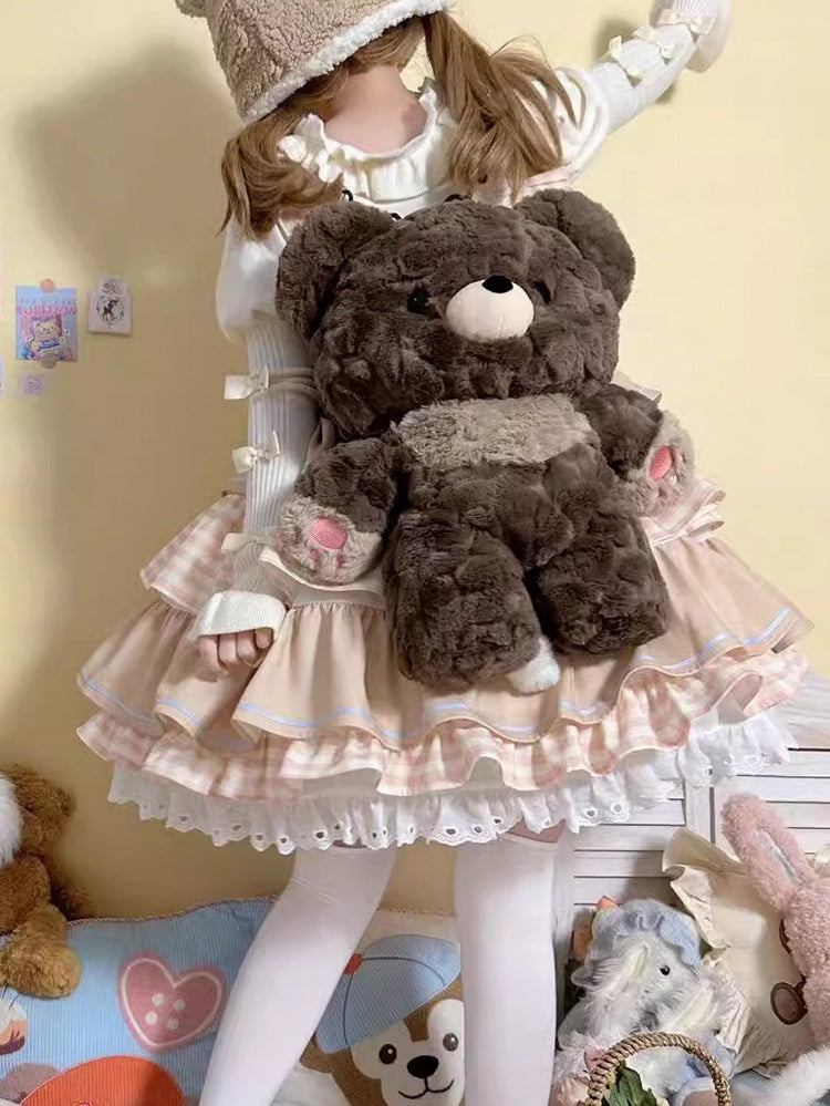Detachable 35cm/50cm Backpack Brown Straps Plush Shoulder Bear Chocolate