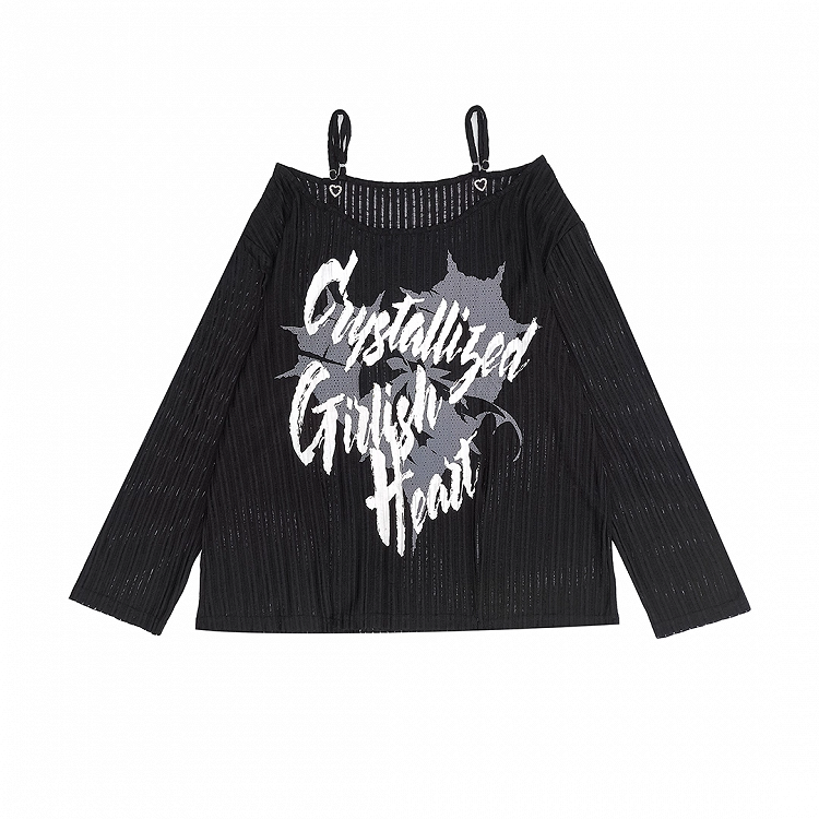 Y2K Schlitz Schwarz/Weiß Off-the-Shoulder Grafik Saum Ausschnitt Coverup