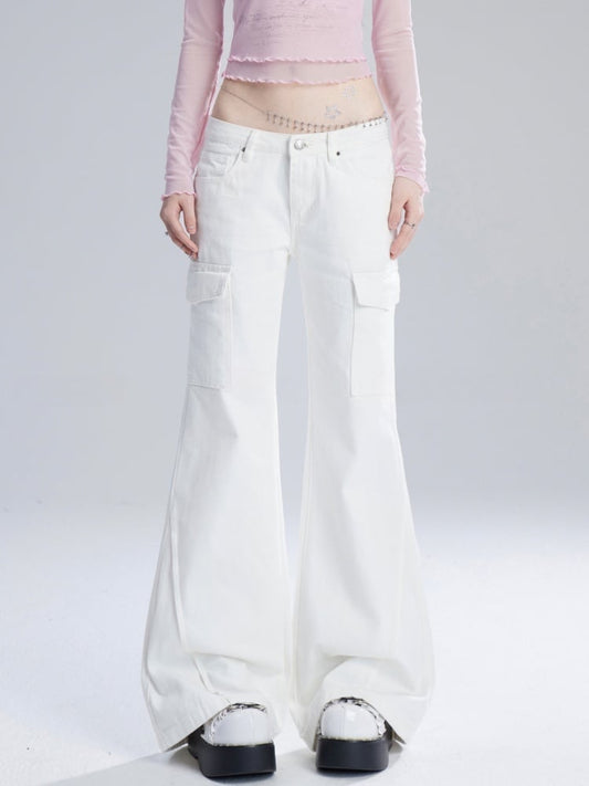 Jeans Weiß Low Flared Waist Vintage Glamorous