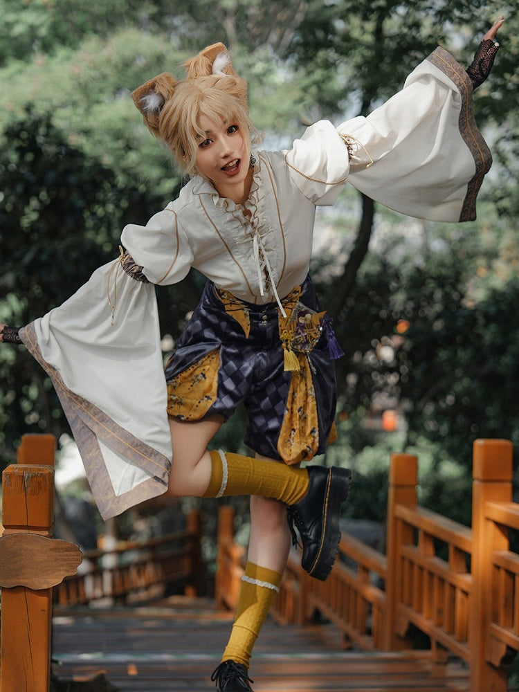 Yellow & Purple High-Waist Checked Bloomer - Neoludwig