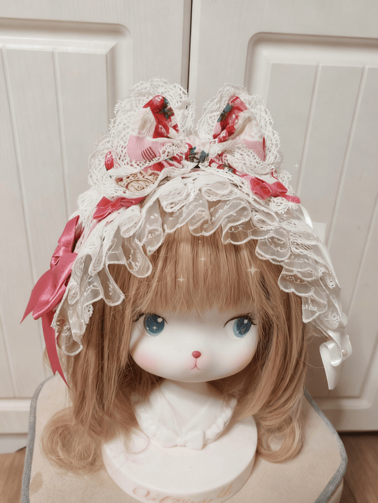 2 Color Lace Sweet Print Options Lolita Hairband Strawberry
