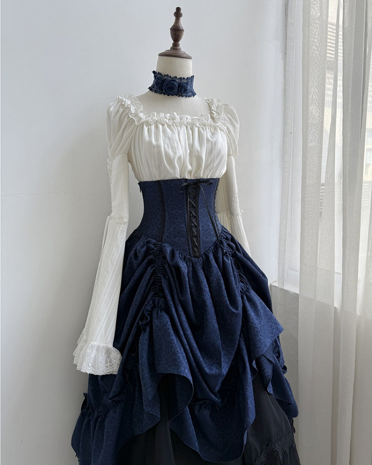 Choker Black Red Blue Dark / Purple Roses