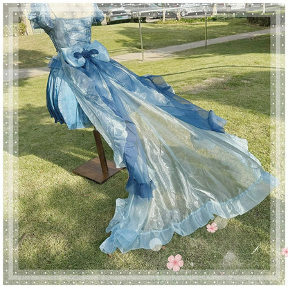 Lolita Bow Train Skirt Tail – Rose Gradient Detachable Back Veil