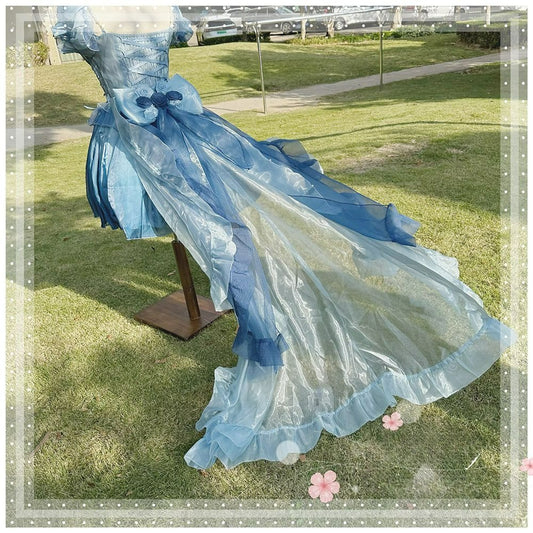 Lolita Bow Train Skirt Tail – Rose Gradient Detachable Back Veil