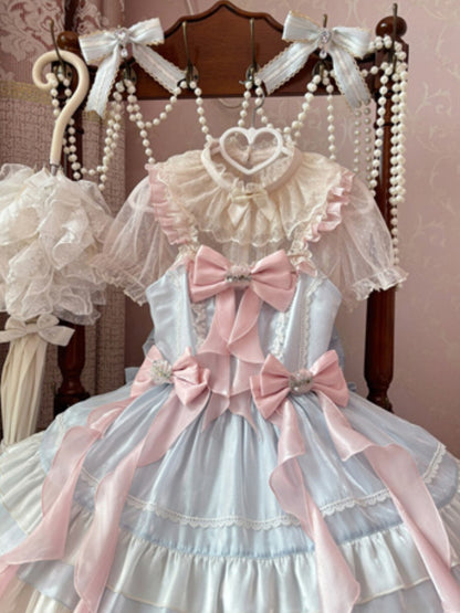 ロリータブラウス レーススリーブ ベージュ シースルーパフ