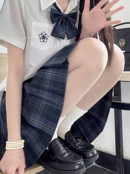 Pleated Skirt Blue Pattern JK 45CM Uniform Plaid