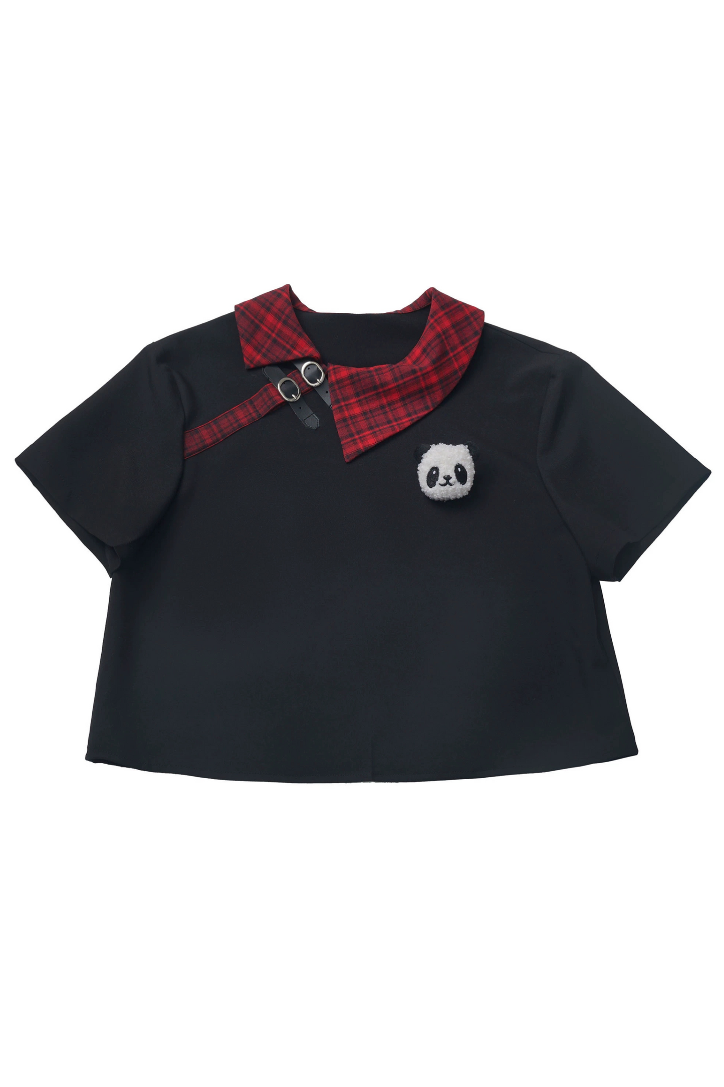 Comic Crop Top Rock Kleid Plissee Love Check Panda +