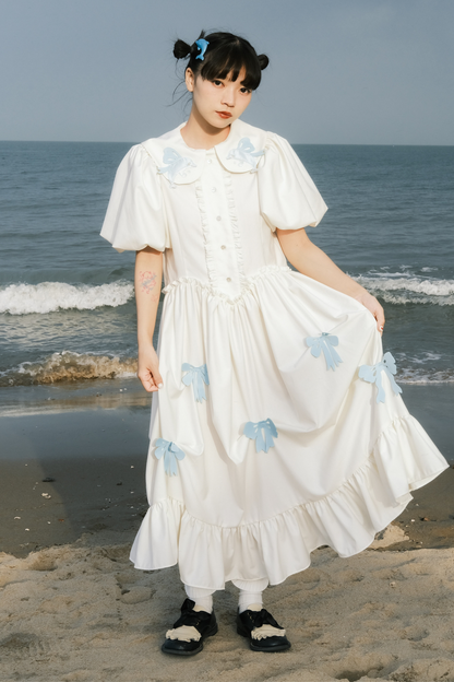 Prinzessinnenkleid mit Ballonärmeln und Schleife