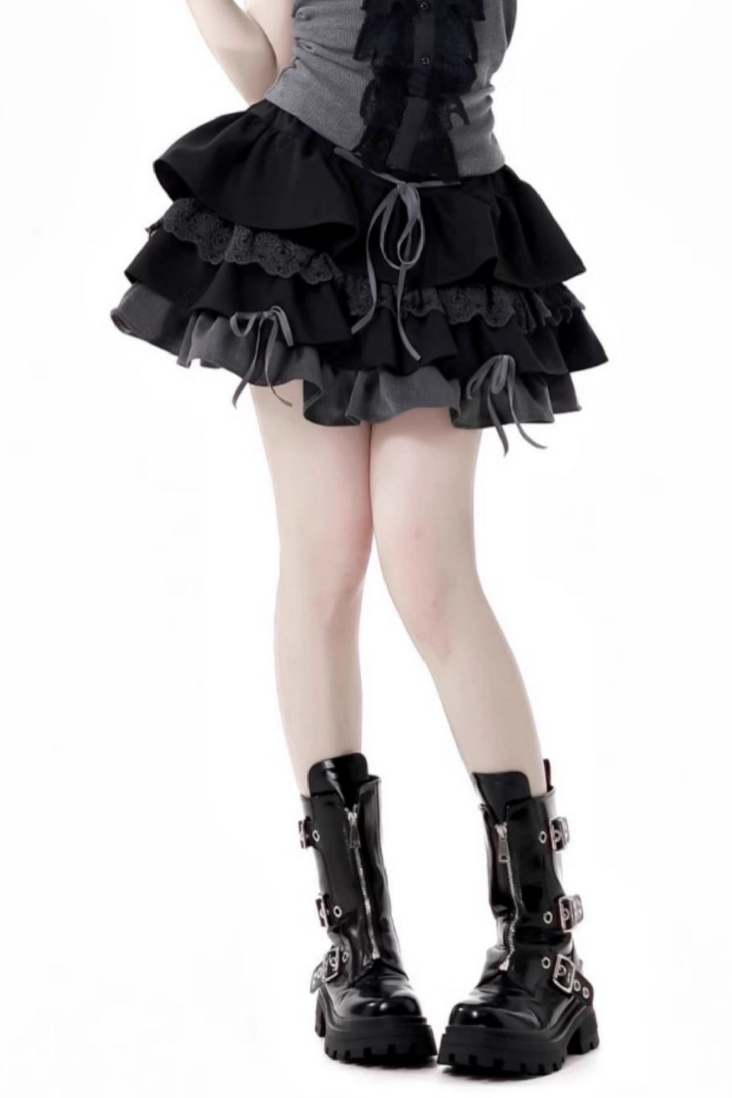 short neck cardigan lace top halter skirt + Vintage