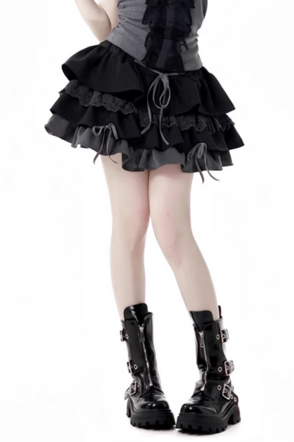 short neck cardigan lace top halter skirt + Vintage