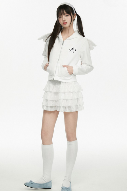 White Wings Kapuzen-Engel-Hoodie kurz