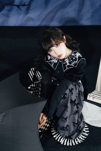 クロップドスリーブ スパイダーカラー パフトップ