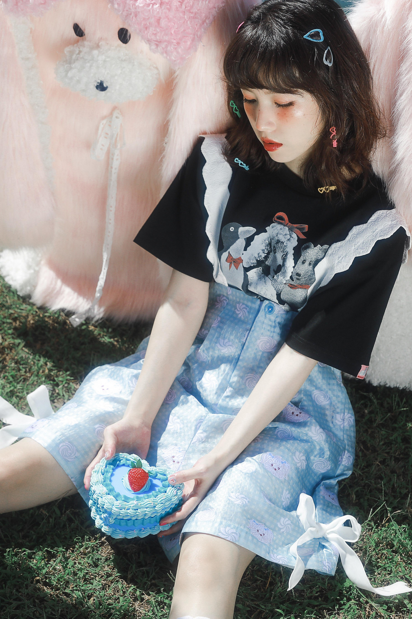 クマペンギンコラージュヴィンテージTシャツ