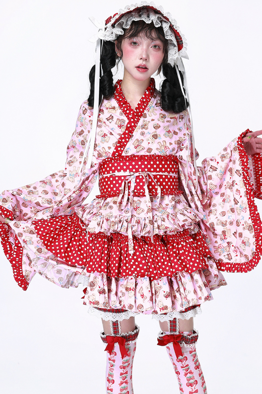 着物ポップロリータトップスレトロ