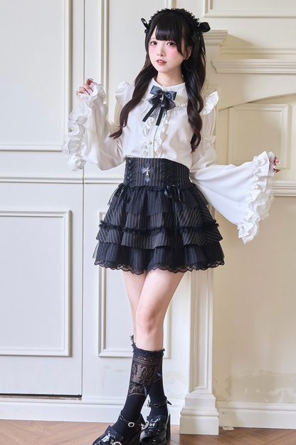 Gothic Lace Sleeve Blouse Wide