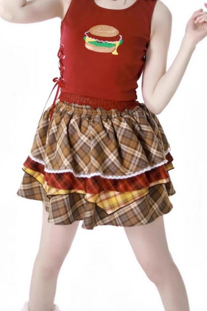 トップケーキ オーバーシャ​​ツ ノースリーブスカート +