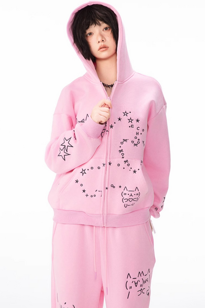 コンピューターレッグ + ストレートフード付きスウェットパンツ ボアパーカー