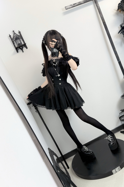 オフショルダーマインフレア+スカートリボン予約トップス