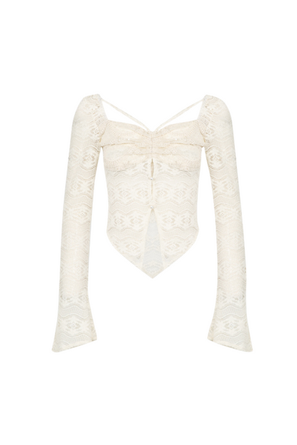 光沢のあるシアートップス＋フレンチアシンメトリースカートレース