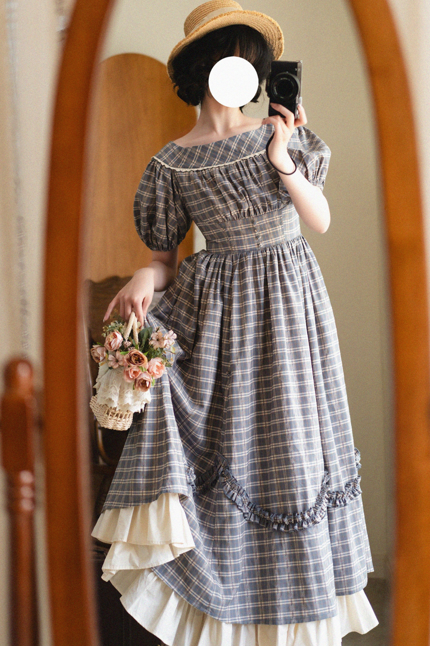 チェックレトロワードロリータペチコートドレスフォレスト+