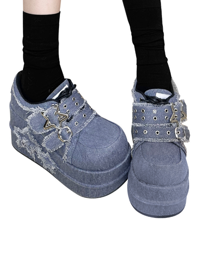 Denim Subculture Hot Girl Shoes Platform Star