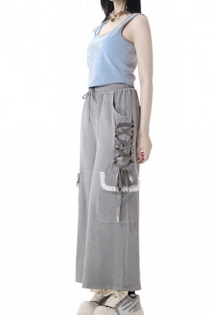 One-Shoulder-Top + Hose mit Schnürung