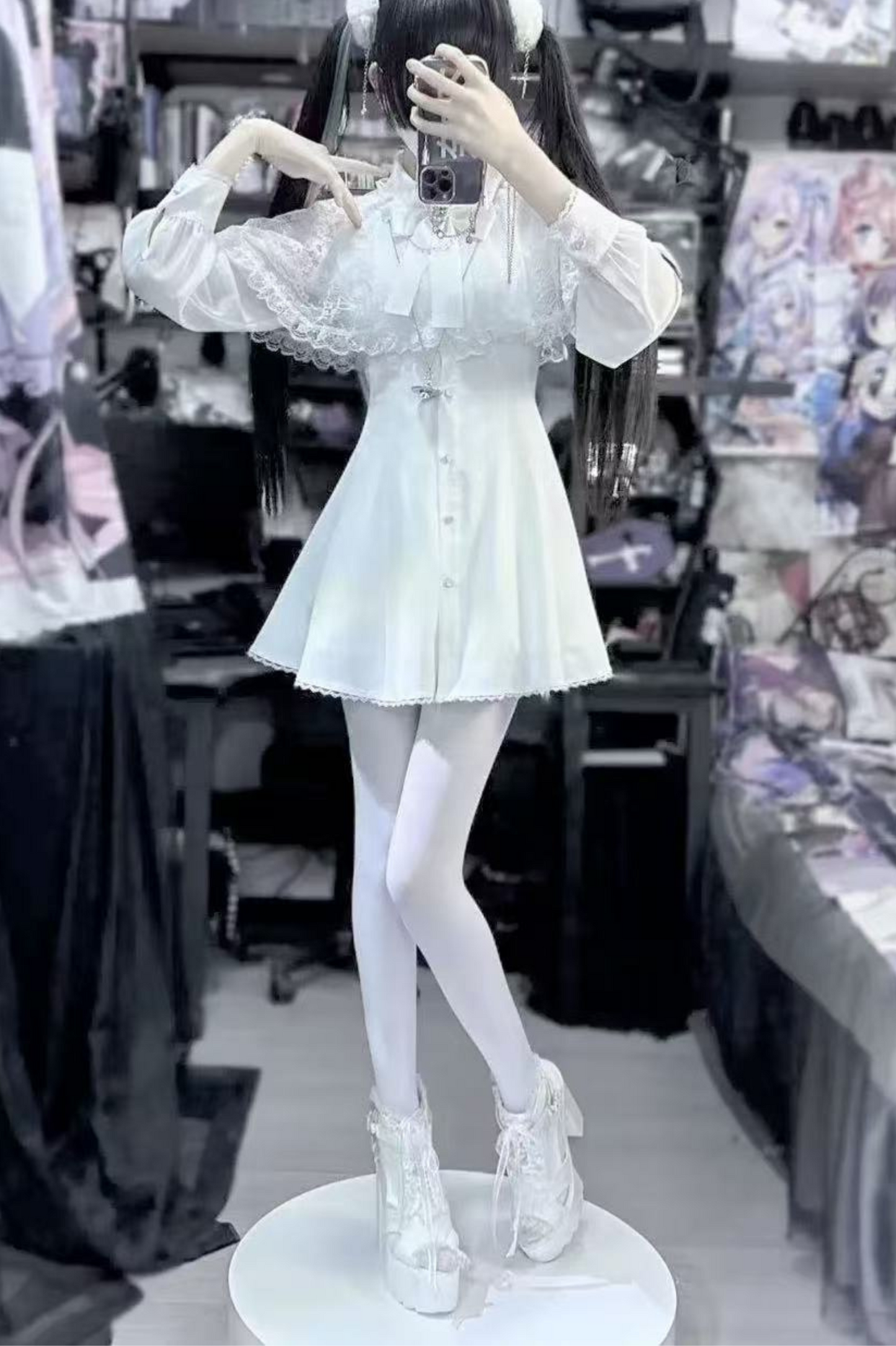 Design Kleid Massenproduktion Mine Kragen Spitze