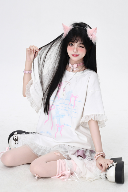 ベルトリボン Tシャツと合わせてゆったり