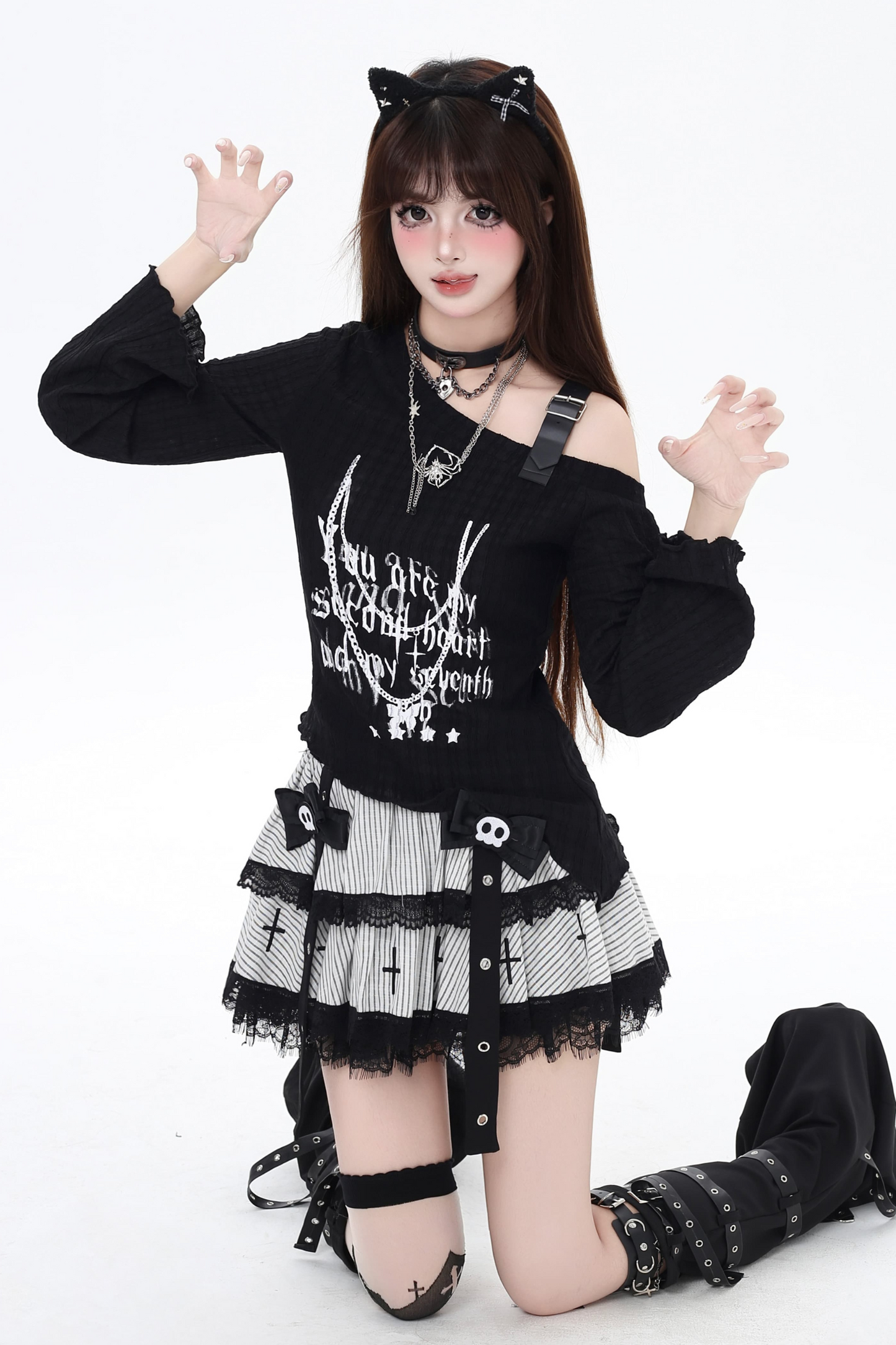 ワントップレザーサブカルチャーシアーショルダー