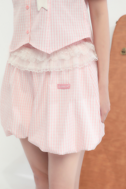 gestreifter Spitzenpuppenballon Peachy + Oberteilhose Bubbles