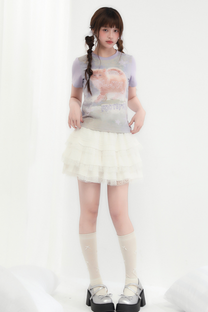 Rock Flare Süße Weiße Spitze