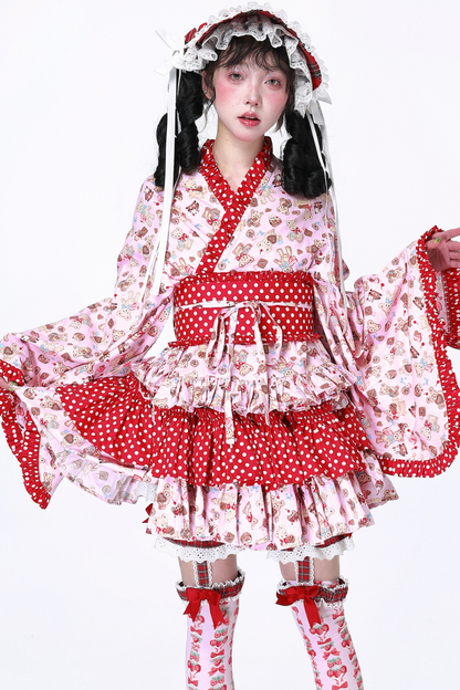 レトロポップな着物ロリータトップス