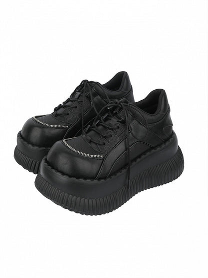 with Black Shoes Lace-up Closure Platform Gothic