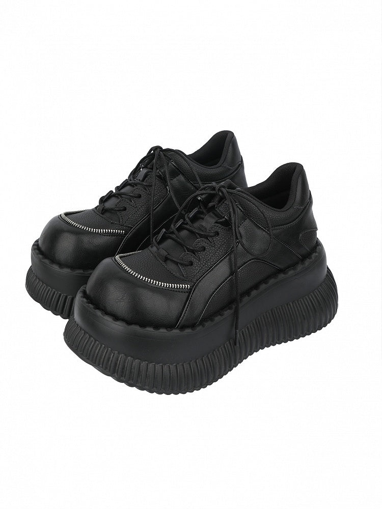 with Black Shoes Lace-up Closure Platform Gothic