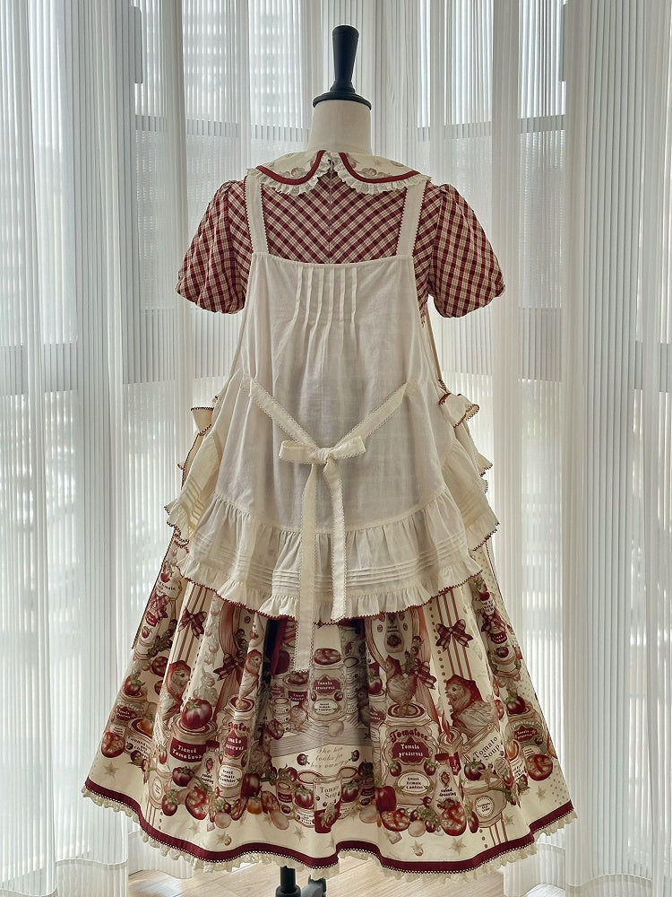 Tomatoes Apron Beige Print Lolita Tinned