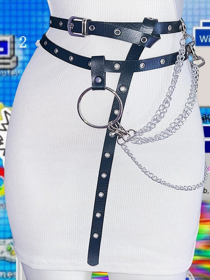 Options 2 Chain Y2K Charm Belt Black Waist
