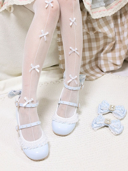 Polished And Bowknot Decorated Blue Detachable Beaded Rhinestone