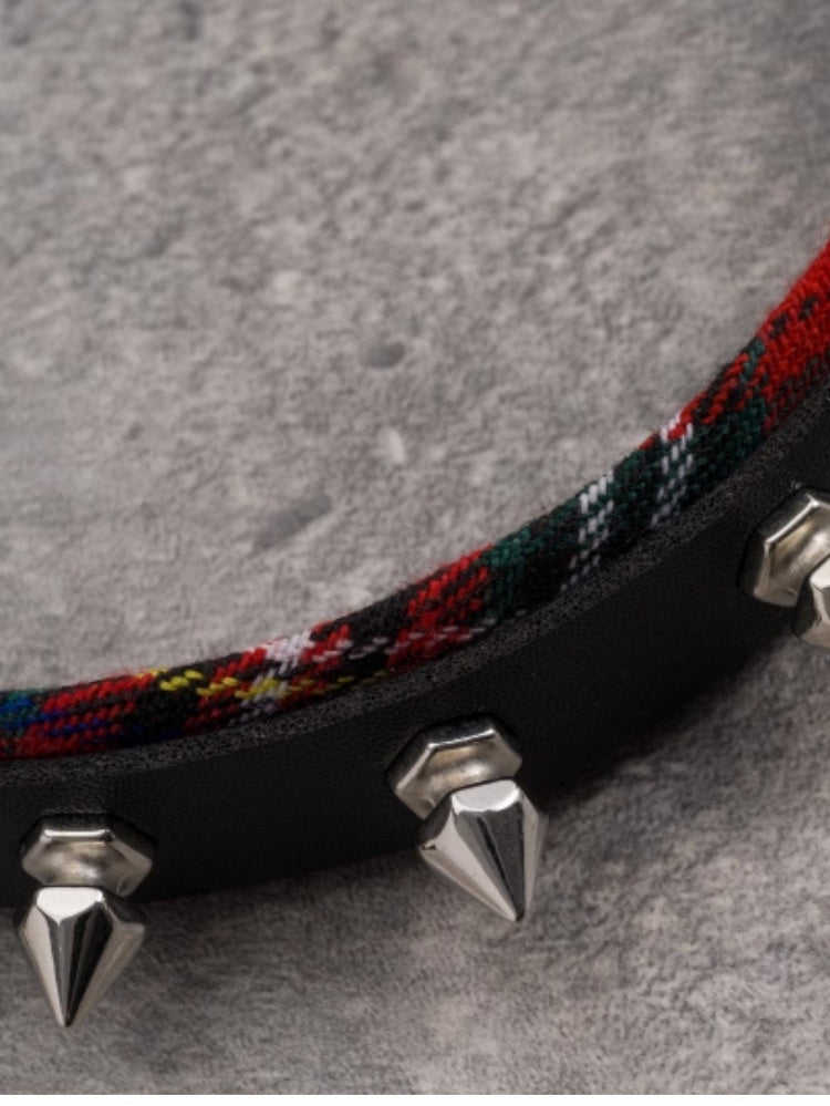 Design Plaid KC Pentagramm Schwarz Charme Rot Muster Und Nieten Mit