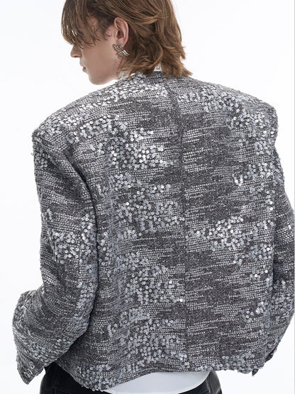Accents Men's Silver Shoulder with Sequin Pads Jacket