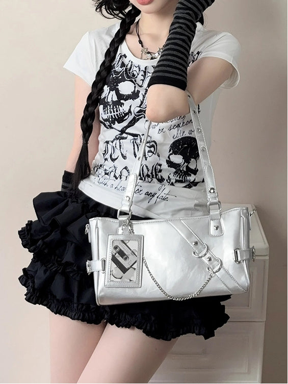 Silver Versatile Leather Ita PU Bag Transparent-Window
