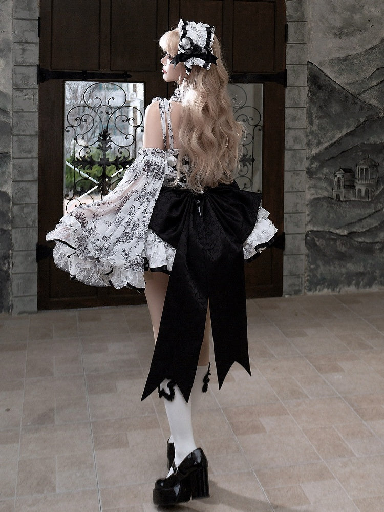 Oversized Black Back Ribbon Bow - Sleepless Star